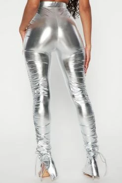 Promo π Fashion Nova Heat Wave Faux Leather Stacked Pants - Silver π 12 Fashion Nova Heat Wave Faux Leather Stacked Pants - Silver