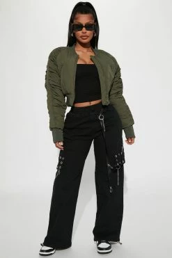 Fashion Nova Pants Nine Lives High Rise Cargo Jogger - Black