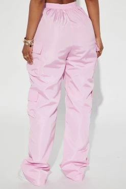 Fashion Nova Encore Wide Leg Cargo Parachute Pant - Pink