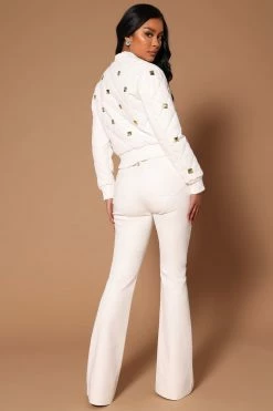 Fashion Nova Lace Up Vegan Leather Pant - White Pants