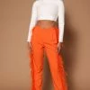 Fashion Nova Amelia Feather Pants - Orange