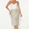 Fashion Nova Midnight Memories Sequin Midi Skirt - Champagne Skirts & Skorts