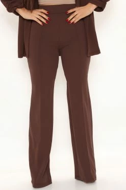 Fashion Nova Victoria High Waisted Dress Pants - Chocolate
