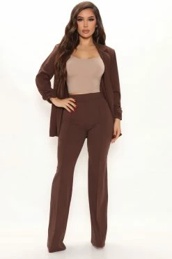 Fashion Nova Victoria High Waisted Dress Pants - Chocolate