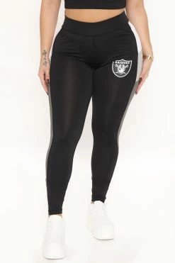 Fashion Nova NFL Hall Of Fame Raiders Leggings - Black/Grey