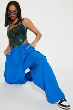 Fashion Nova Pants Hard Candy Parachute Pant - Royal