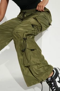 Fashion Nova Rush Rush Parachute Pant - Olive