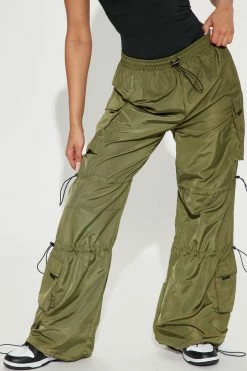 Fashion Nova Rush Rush Parachute Pant - Olive