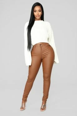 Fashion Nova Double Dare Faux Leather Pants - Camel