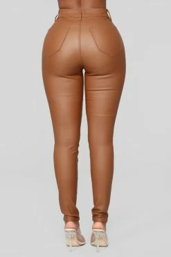 Fashion Nova Double Dare Faux Leather Pants - Camel
