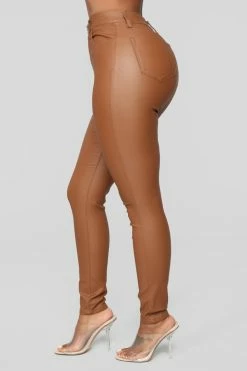 Fashion Nova Double Dare Faux Leather Pants - Camel
