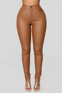 Fashion Nova Double Dare Faux Leather Pants - Camel