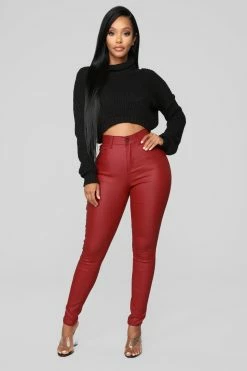 Fashion Nova Double Dare Faux Leather Pants - Red