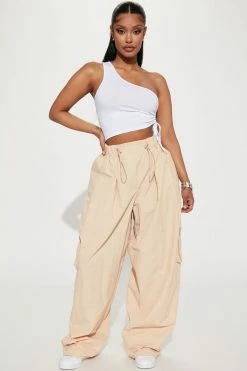Fashion Nova Hard Candy Parachute Pant - Sand Pants
