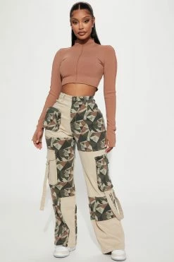 Fashion Nova Pants August Camo Cargo Pant - Olive/combo