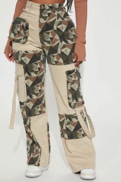 Fashion Nova Pants August Camo Cargo Pant - Olive/combo
