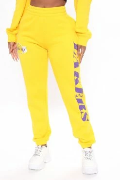 Fashion Nova NBA On The Rebound Lakers Sweatpants - Yellow