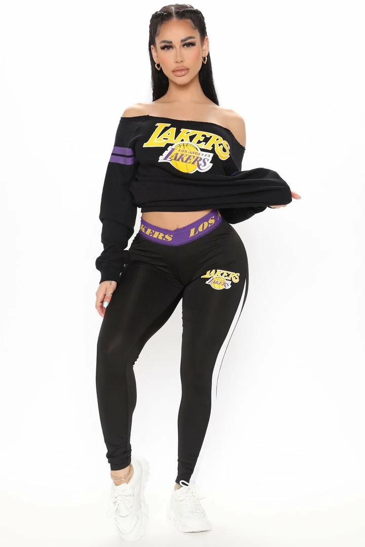 New 🛒 Fashion Nova Pants NBA Box Seats Lakers Sport Leggings - Black 🎉 3 Fashion Nova Pants NBA Box Seats Lakers Sport Leggings - Black