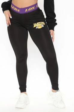 Fashion Nova Pants NBA Box Seats Lakers Sport Leggings - Black