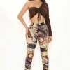 Fashion Nova True Colors Stacked Pant - Brown Combo