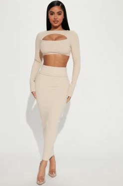 Fashion Nova Skirts & Skorts Makena Snatched Maxi Skirt - Cream