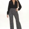 Fashion Nova Victoria High Waist Dress Pant Houndstooth 35 - Black/Grey