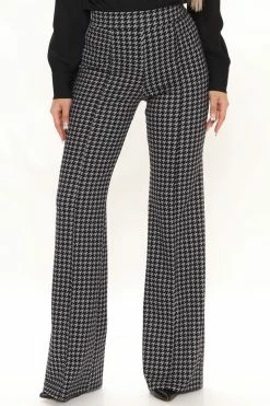 Fashion Nova Victoria High Waist Dress Pant Houndstooth 35 - Black/Grey