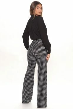 Fashion Nova Victoria High Waist Dress Pant Houndstooth 35 - Black/Grey