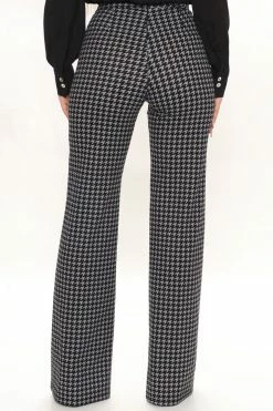 Fashion Nova Victoria High Waist Dress Pant Houndstooth 35 - Black/Grey