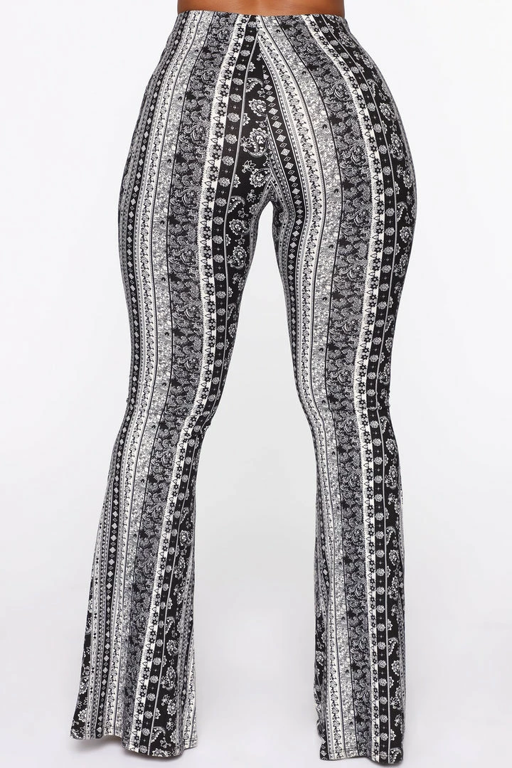 Fashion Nova Boho Me Closer Flare Pants - Black/combo