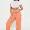 Fashion Nova Cider Cargo Jogger - Orange Pants