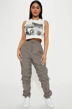 Fashion Nova Take No Chances Parachute Jogger - Grey Pants