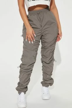 Fashion Nova Take No Chances Parachute Jogger - Grey Pants
