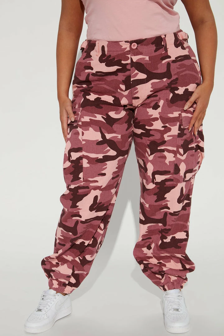Fashion Nova Cadet Kim Oversized Camo Pants - Pink/combo