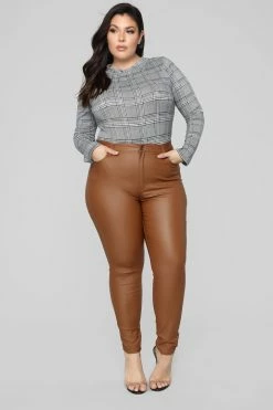 Fashion Nova Double Dare Faux Leather Pants - Camel