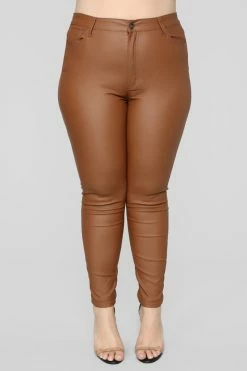 Fashion Nova Double Dare Faux Leather Pants - Camel