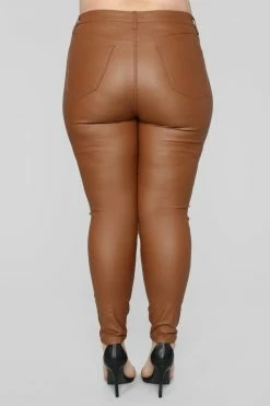 Fashion Nova Double Dare Faux Leather Pants - Camel