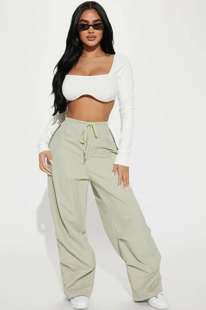 Brand new ๐ Fashion Nova Pants Cult Of Personality Parachute Pant - Sage ๐ 3 Fashion Nova Pants Cult Of Personality Parachute Pant - Sage