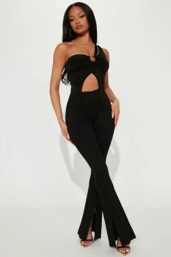Fashion Nova Pants Lead The Way Slit Hem Pant - Black