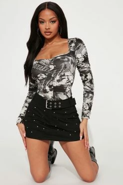 Fashion Nova Tabloid Belted Micro Mini Skirt - Black