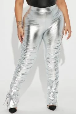Promo π Fashion Nova Heat Wave Faux Leather Stacked Pants - Silver π 14 Fashion Nova Heat Wave Faux Leather Stacked Pants - Silver