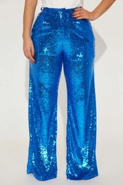Fashion Nova Sparkle And Shine Sequin Pant - Blue Pants