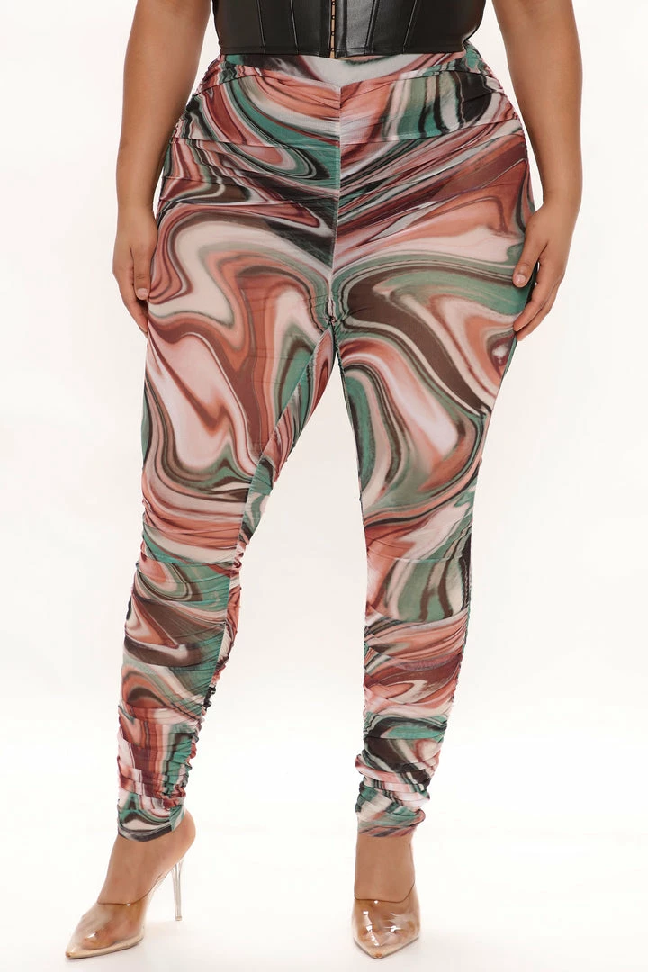 Fashion Nova Take Me Just Like That Ruched Leggings - Olive/combo