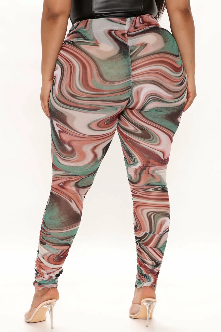 Fashion Nova Take Me Just Like That Ruched Leggings - Olive/combo