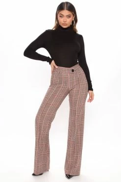 Fashion Nova Catch You Later Wide Leg Pants 35 - Rust/combo