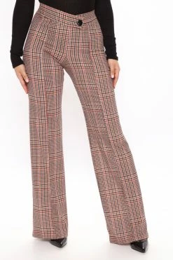 Fashion Nova Catch You Later Wide Leg Pants 35 - Rust/combo