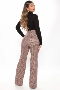 Fashion Nova Catch You Later Wide Leg Pants 35 - Rust/combo