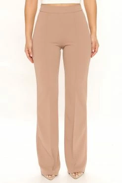Fashion Nova Victoria High Waisted Dress Pants - Taupe