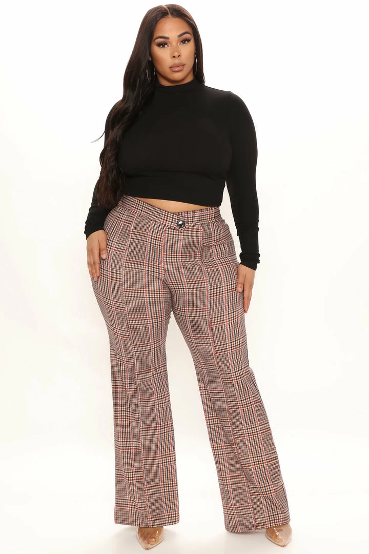 Fashion Nova Catch You Later Wide Leg Pants 35 - Rust/combo