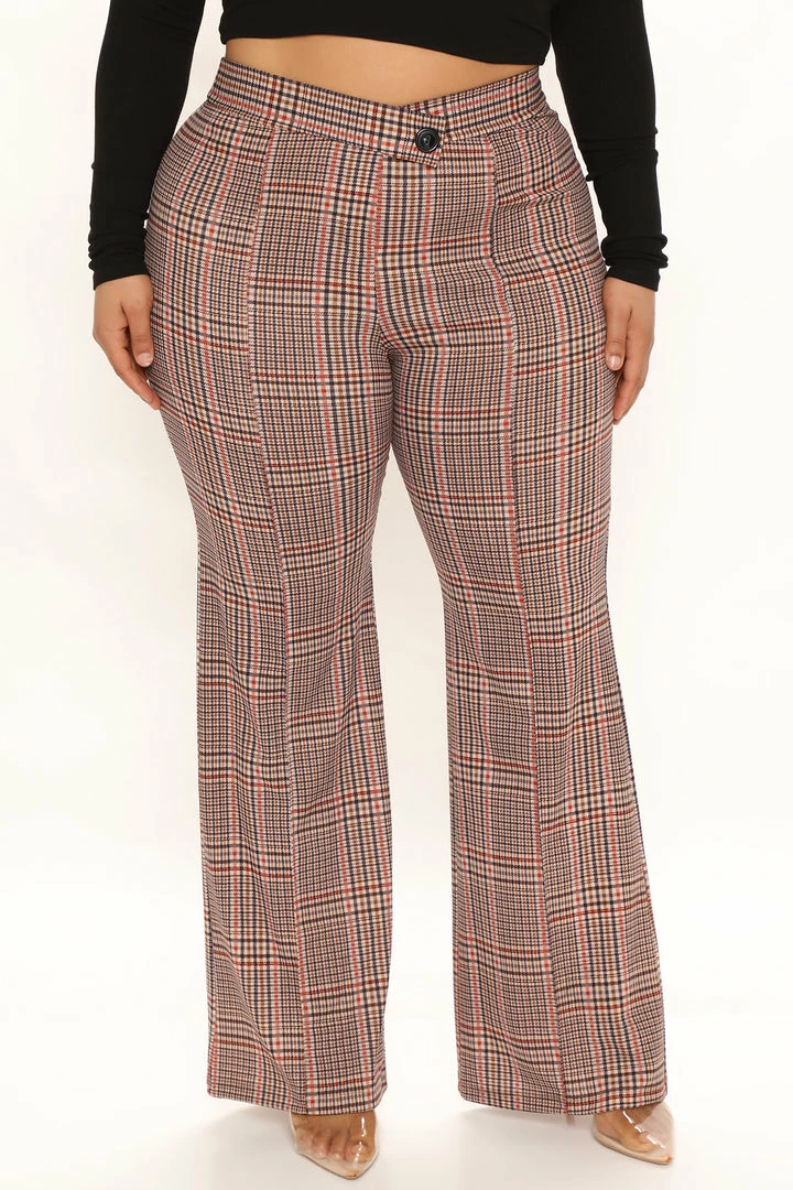 Fashion Nova Catch You Later Wide Leg Pants 35 - Rust/combo